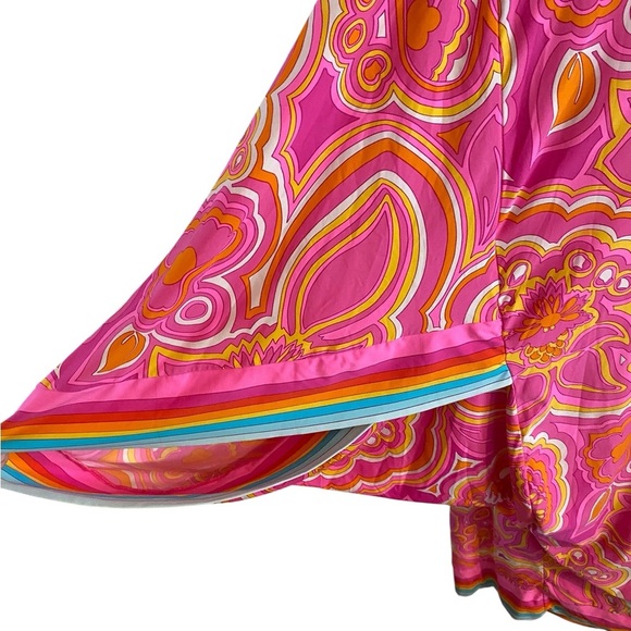 Trina Turk Morning Sunrise pink 70s inspired print Swim Cover Tunic Kaftan dress - Picture 10 of 14